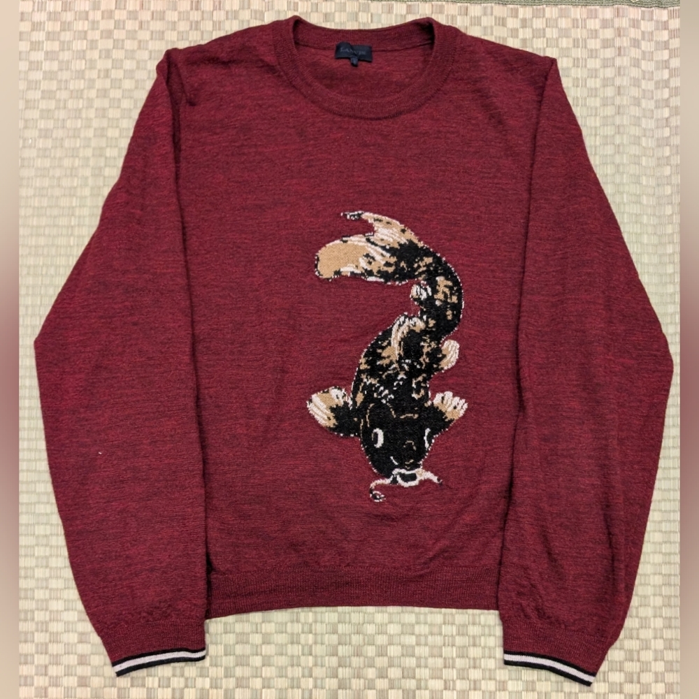 Lanvin 100% Wool Knit Koi Sweater Men's Size Large Made in Italy
